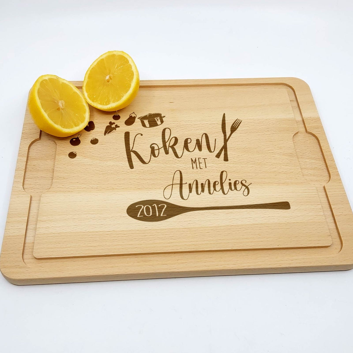 Snijplank Koken Met ... Naam en Datum - Bella Mia