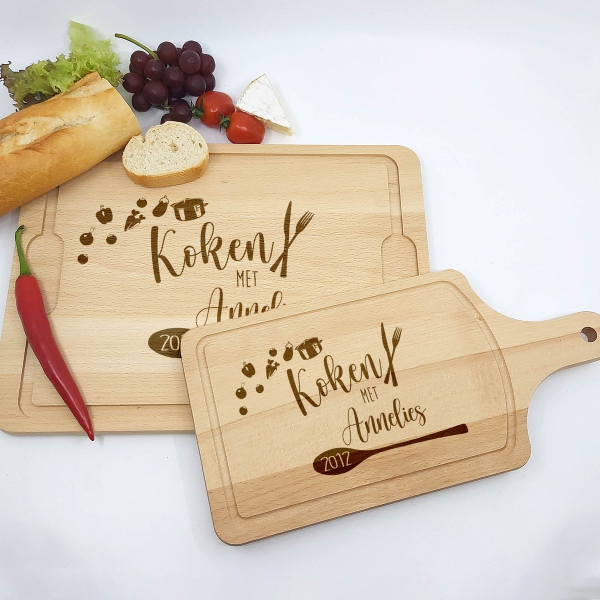 Snijplank Koken Met ... Naam en Datum - Bella Mia