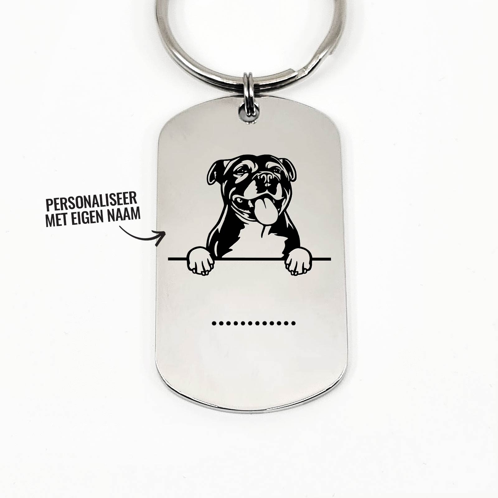 Stafford Bull Terrier Met Naam Sleutelhanger - Bella Mia