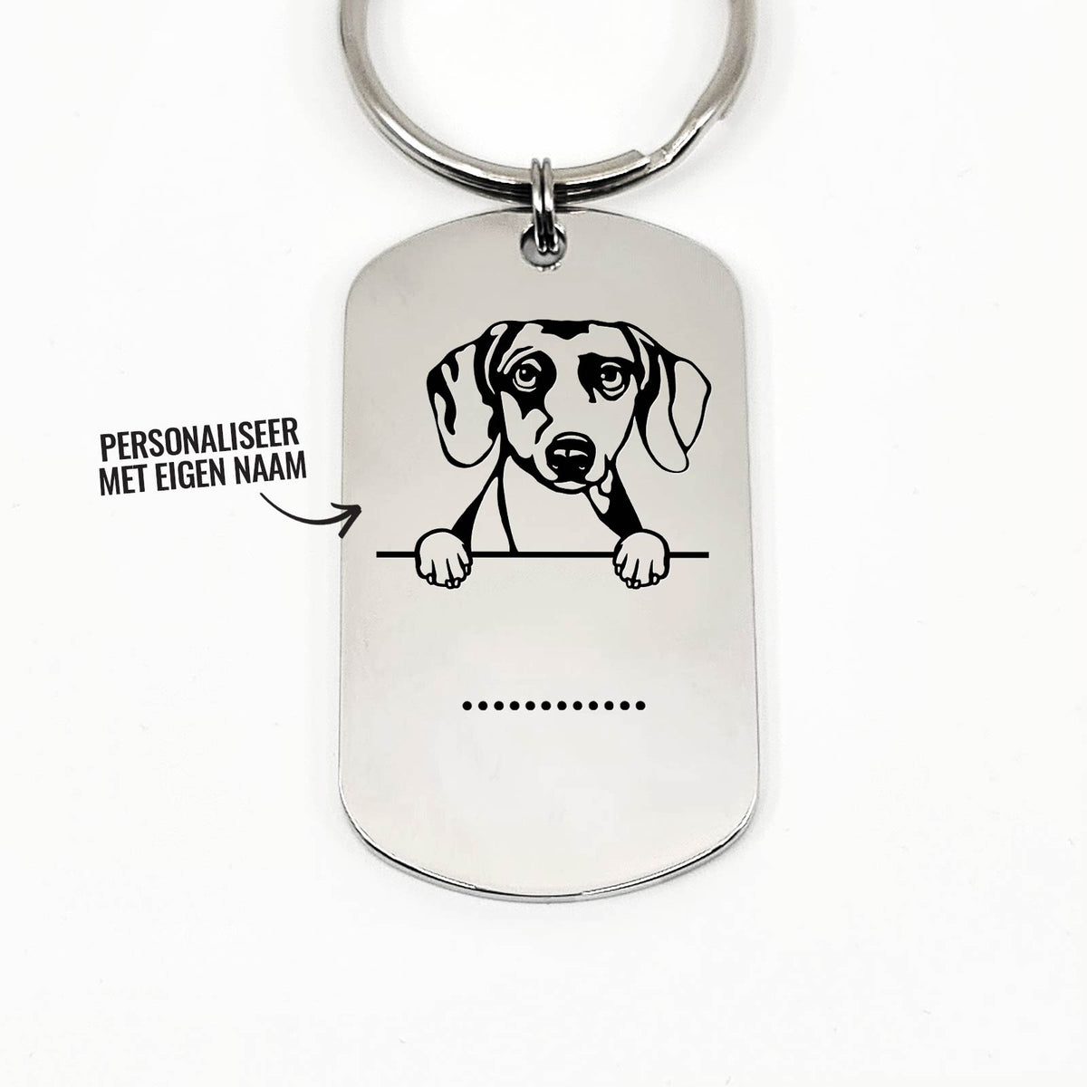 Teckel Met Naam Sleutelhanger - Bella Mia