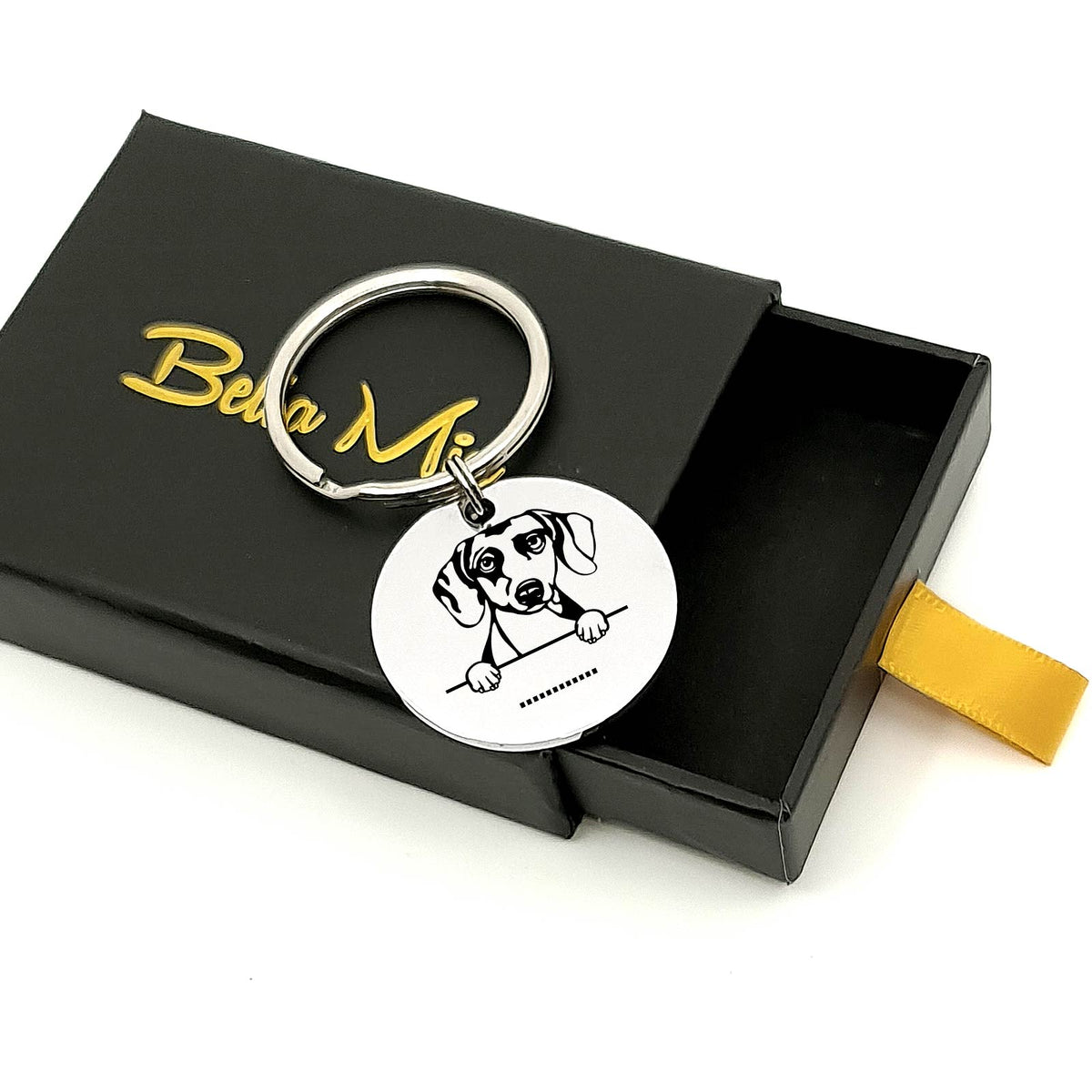 Teckel + Naam Sleutelhanger - Bella Mia