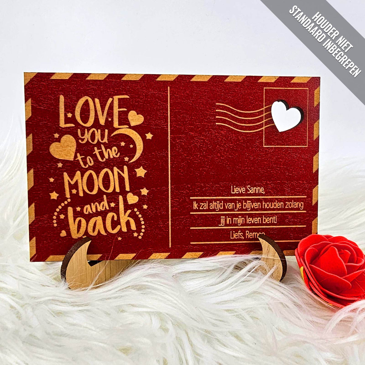 To the moon and back Houten Kaartje - Bella Mia