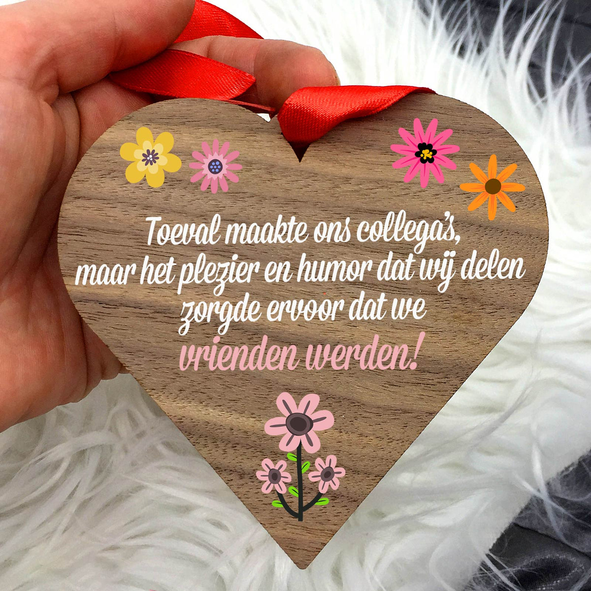 Toeval maakte ons collega&#39;s - Hart van walnoot hout - Bella Mia