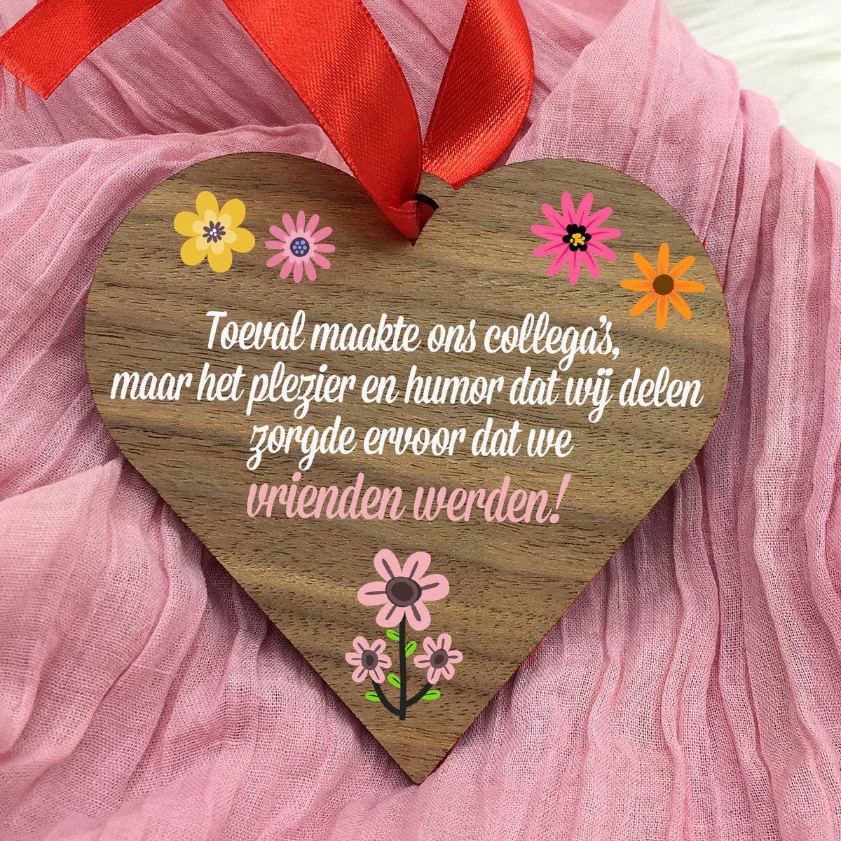 Toeval maakte ons collega&#39;s - Hart van walnoot hout - Bella Mia