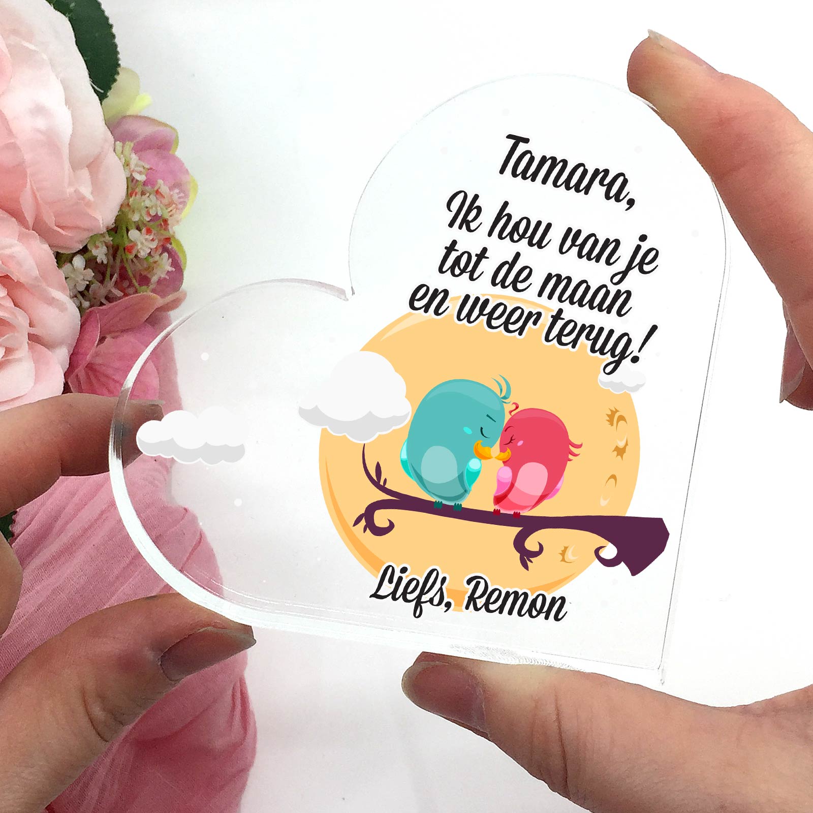 Tot de maan en terug - Plexi Glas Hart - Bella Mia