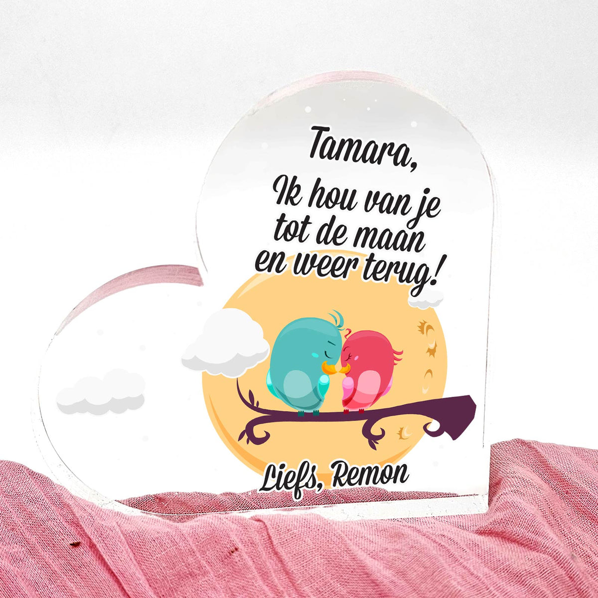 Tot de maan en terug - Plexi Glas Hart - Bella Mia