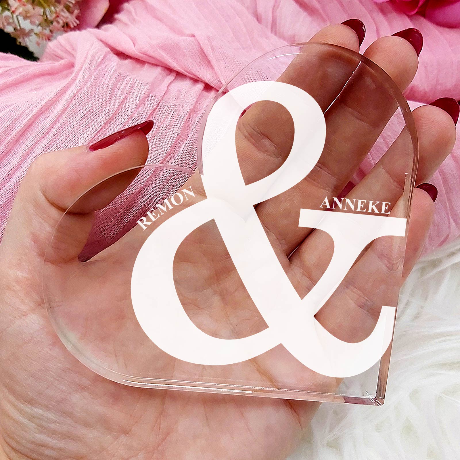 Valentijnshart met Namen - Hart van Plexi Glas - Bella Mia