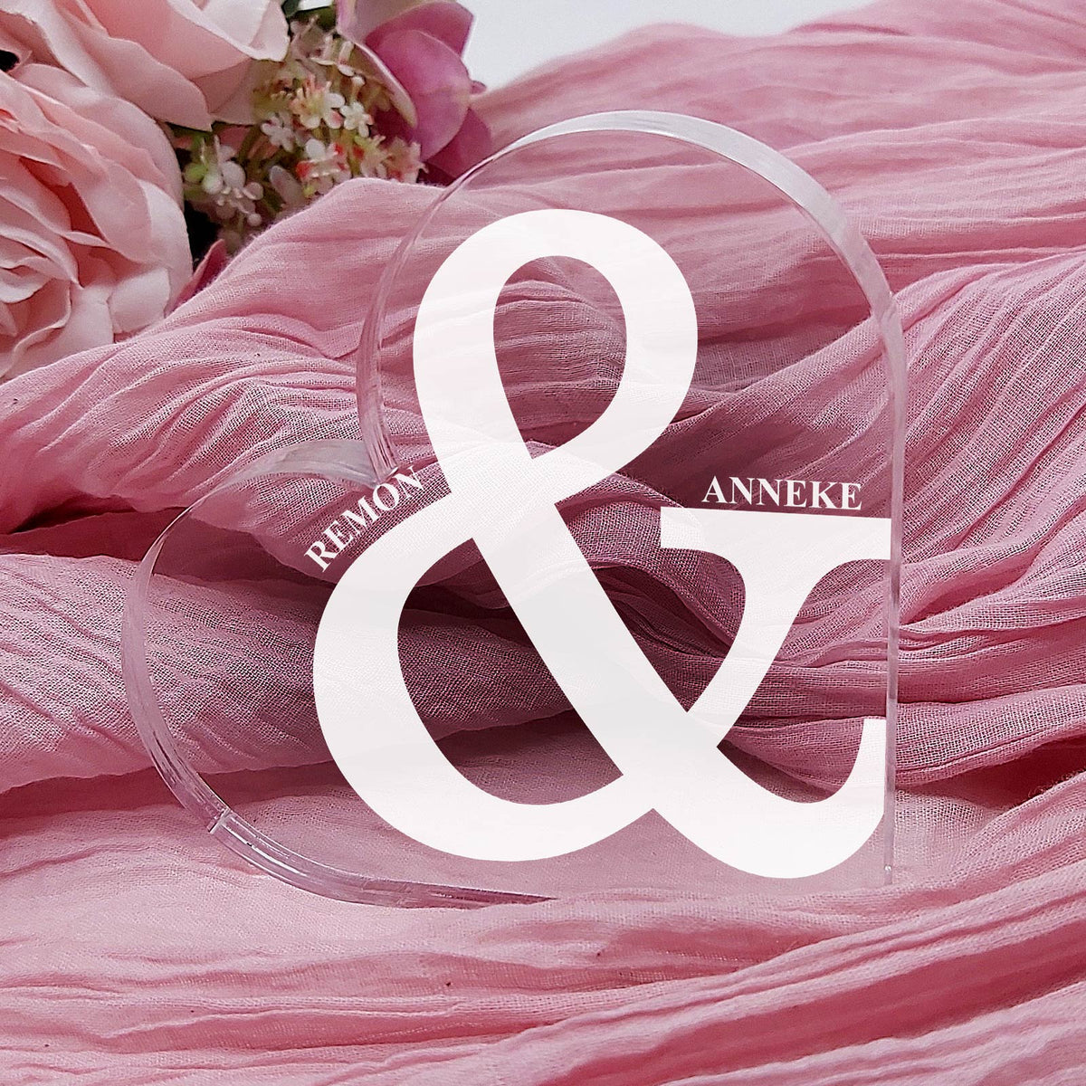 Valentijnshart met Namen - Hart van Plexi Glas - Bella Mia