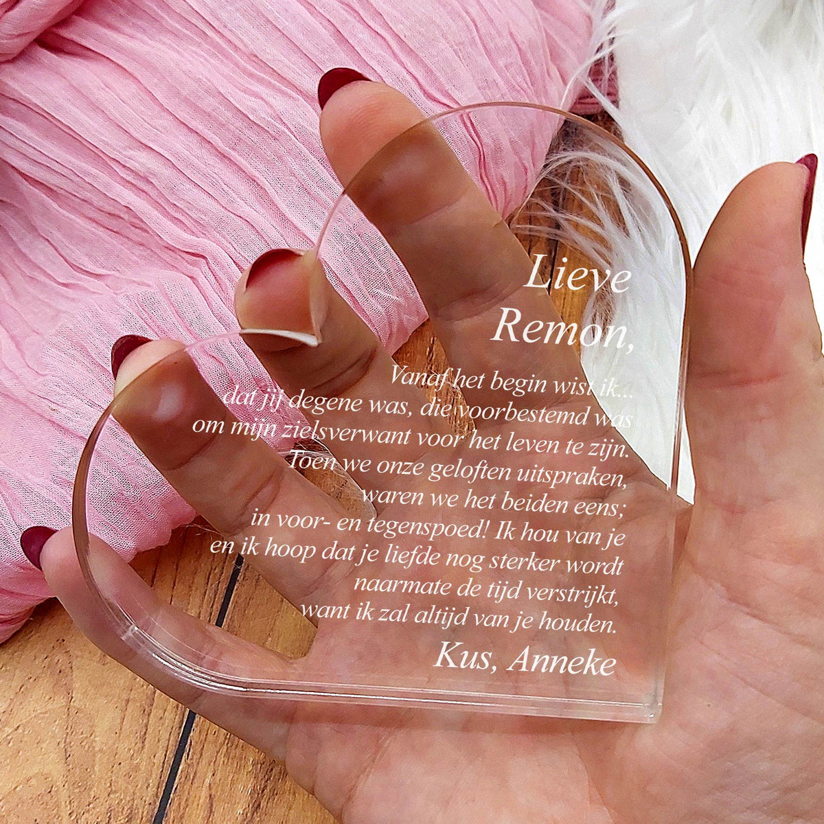 Vanaf Het Begin Wist Ik Hart van Plexi Glas - Bella Mia