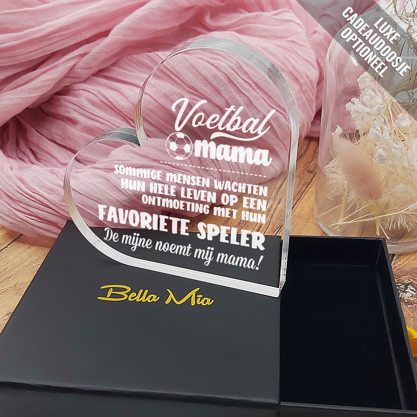 Voetbalmoeder Hart van Plexiglas - Bella Mia