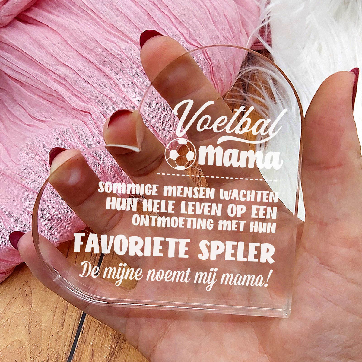 Voetbalmoeder Hart van Plexiglas - Bella Mia