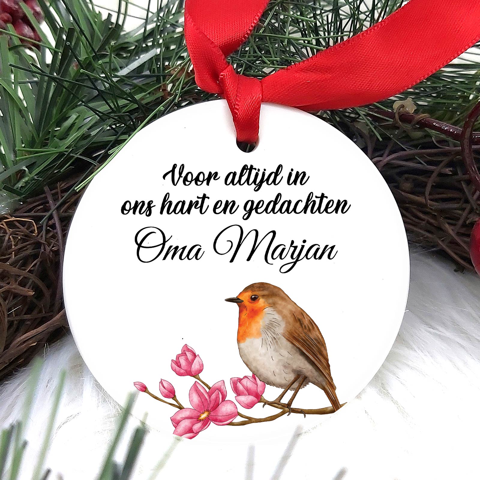 Voor altijd in ons hart - Keramische Kerstbal - Bella Mia