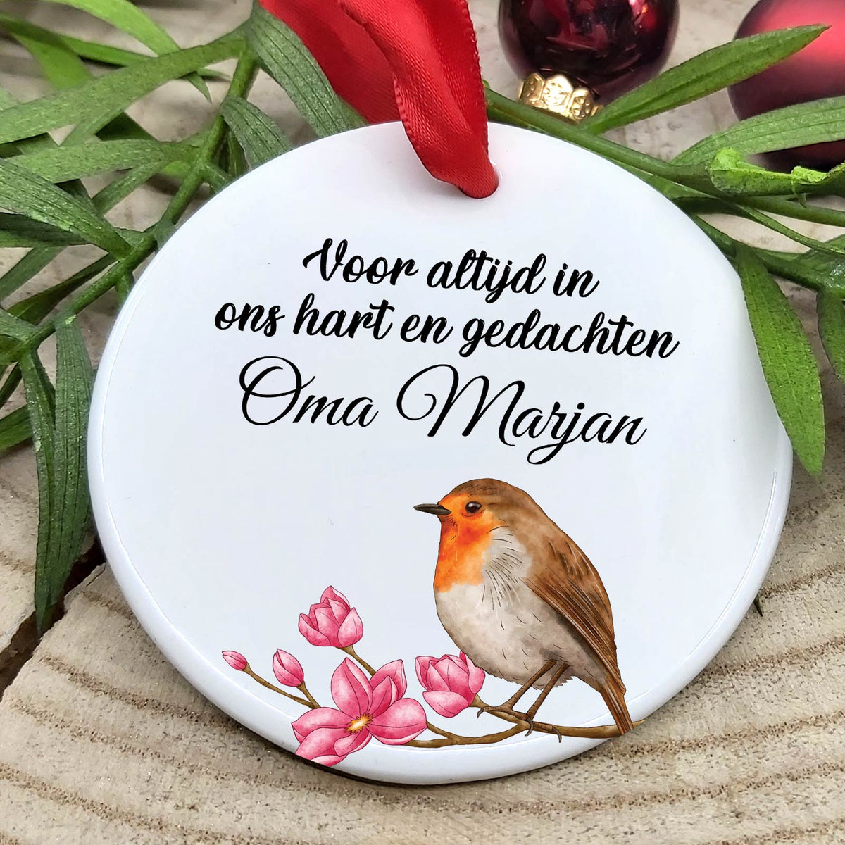 Voor altijd in ons hart - Keramische Kerstbal - Bella Mia