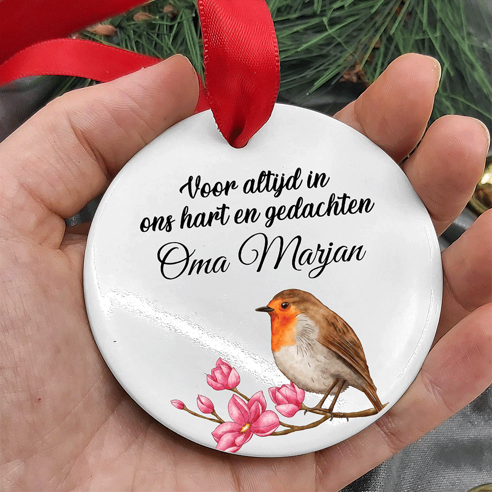 Voor altijd in ons hart - Keramische Kerstbal - Bella Mia