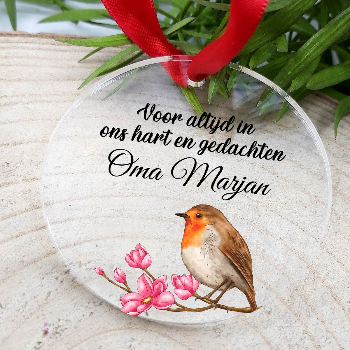 Voor altijd in ons hart - Plexiglas Kerstbal - Bella Mia