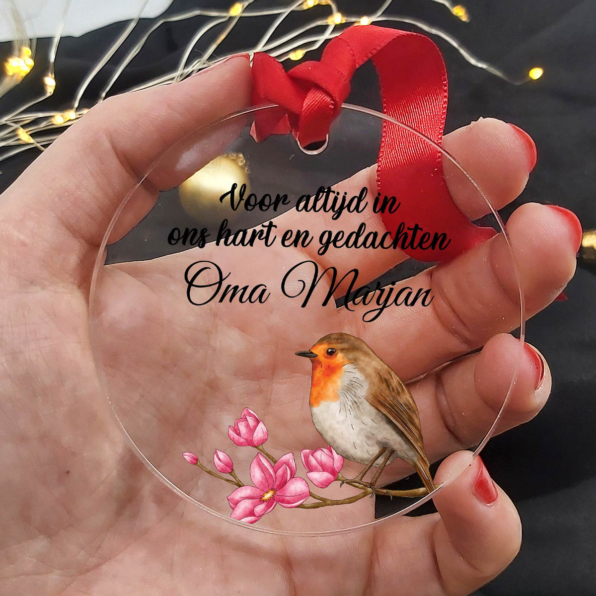 Voor altijd in ons hart - Plexiglas Kerstbal - Bella Mia