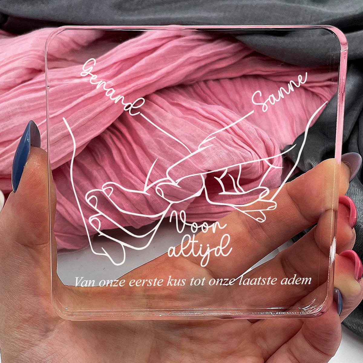 Voor Altijd Samen! Handen op Plexiglas - Bella Mia