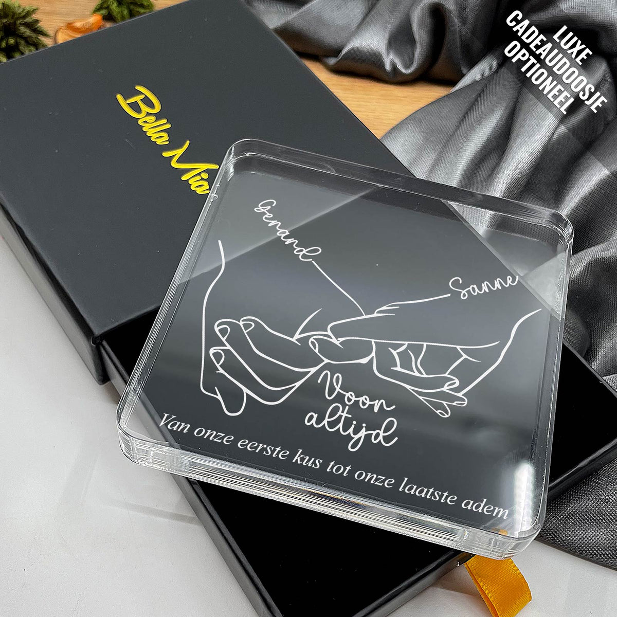 Voor Altijd Samen! Handen op Plexiglas - Bella Mia