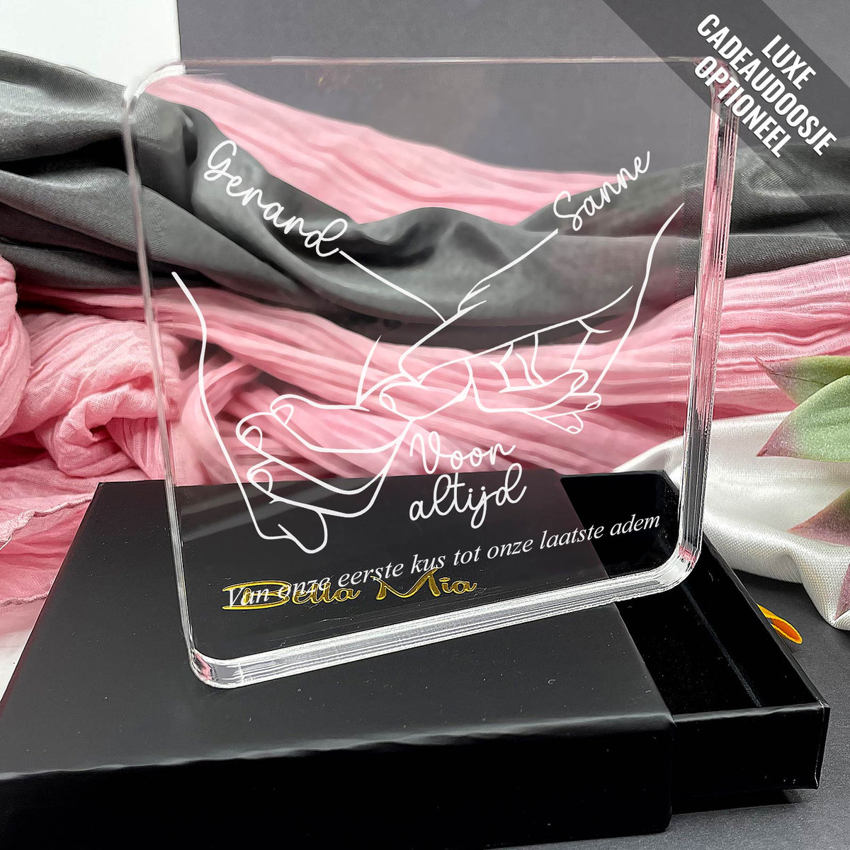 Voor Altijd Samen! Handen op Plexiglas - Bella Mia