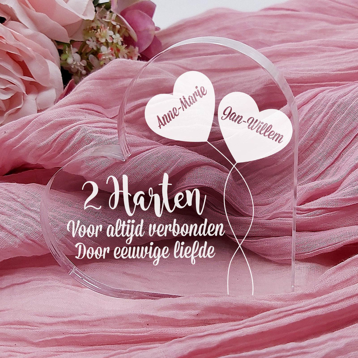 Voor Altijd Verbonden Hart van Plexi Glas - Bella Mia