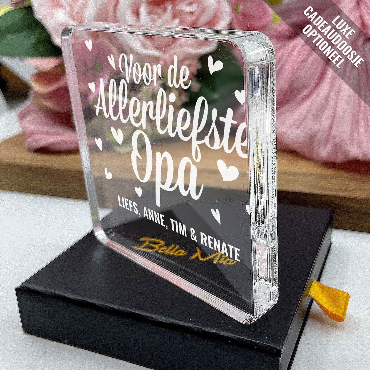 Voor De Allerliefste Opa Plexi Glas Cadeau - Bella Mia