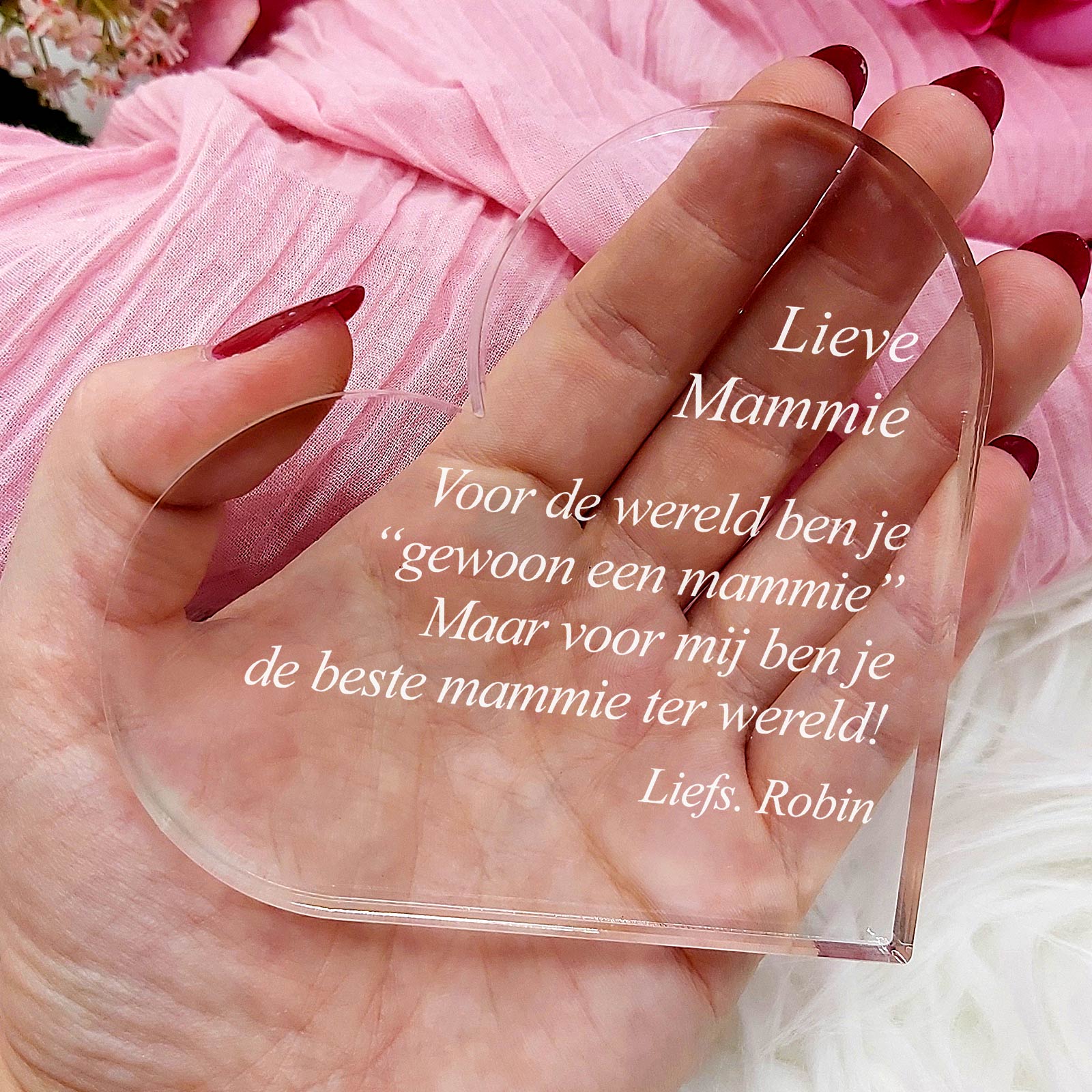 Voor Mij, Gewoon Een Mammie - Mammie Hart van Plexi Glas - Bella Mia