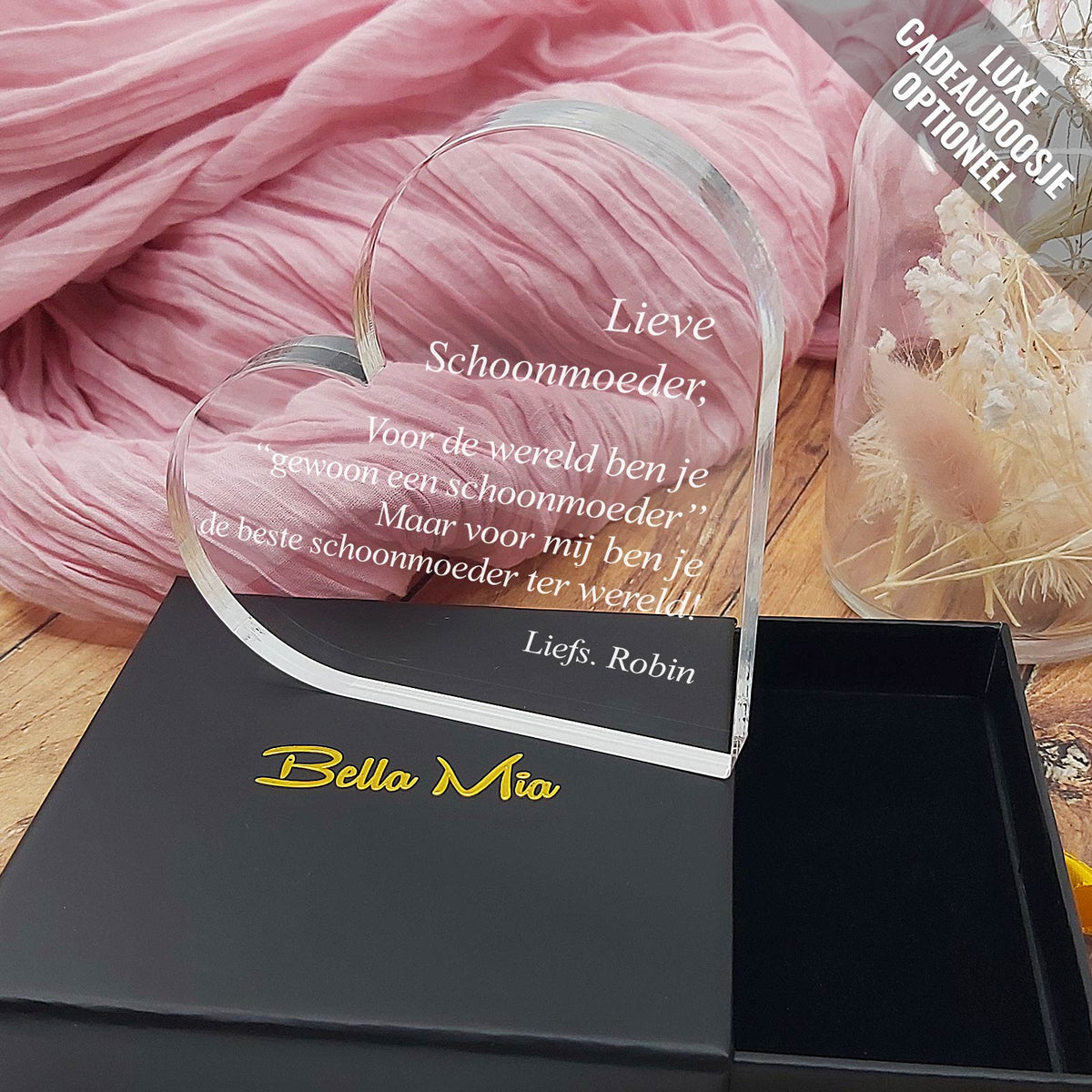 Voor Mij, Gewoon Een Schoonmoeder - Schoonmoeder Hart van Plexi Glas - Bella Mia