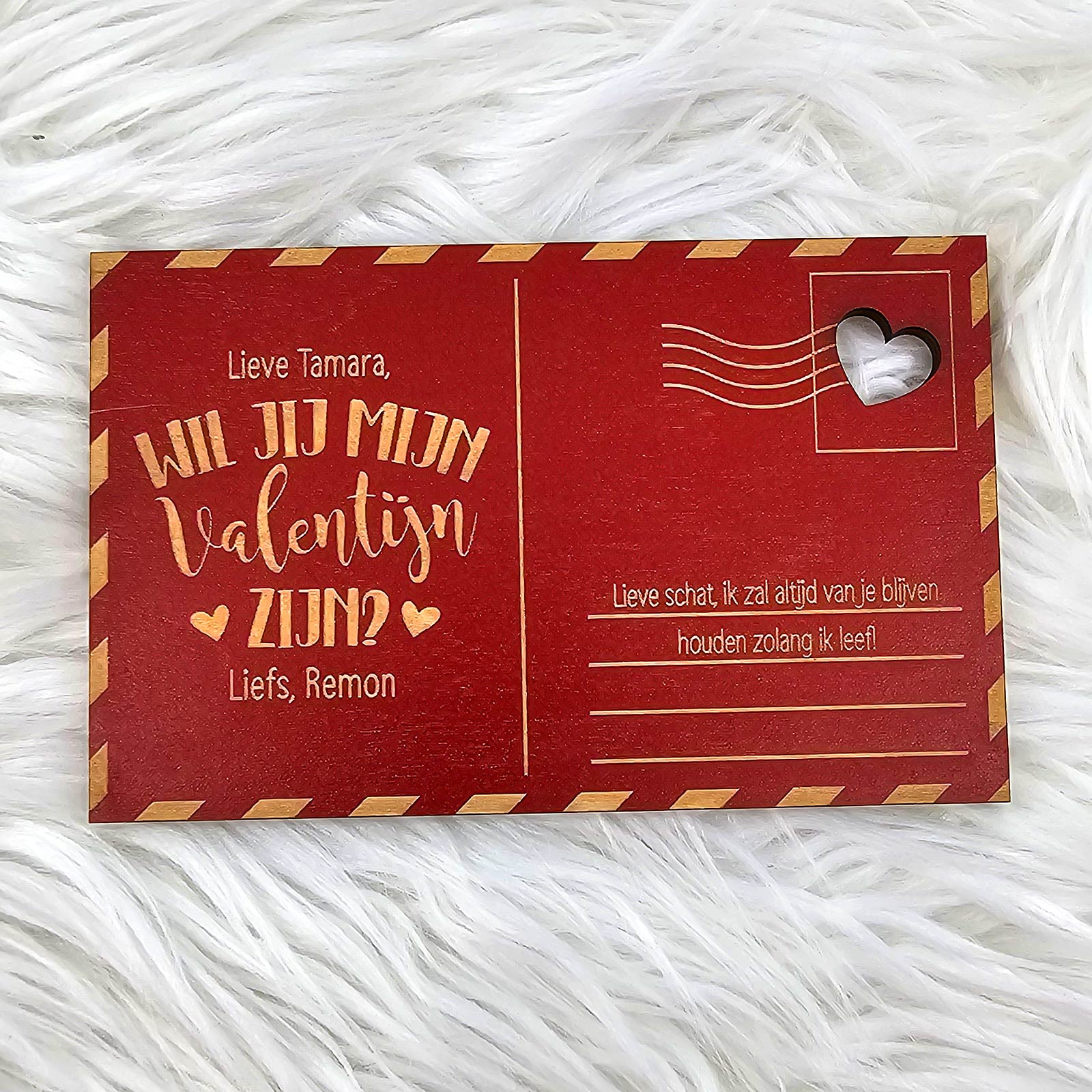 Wl jij mijn valentijn zijn? Houten Kaartje - Bella Mia