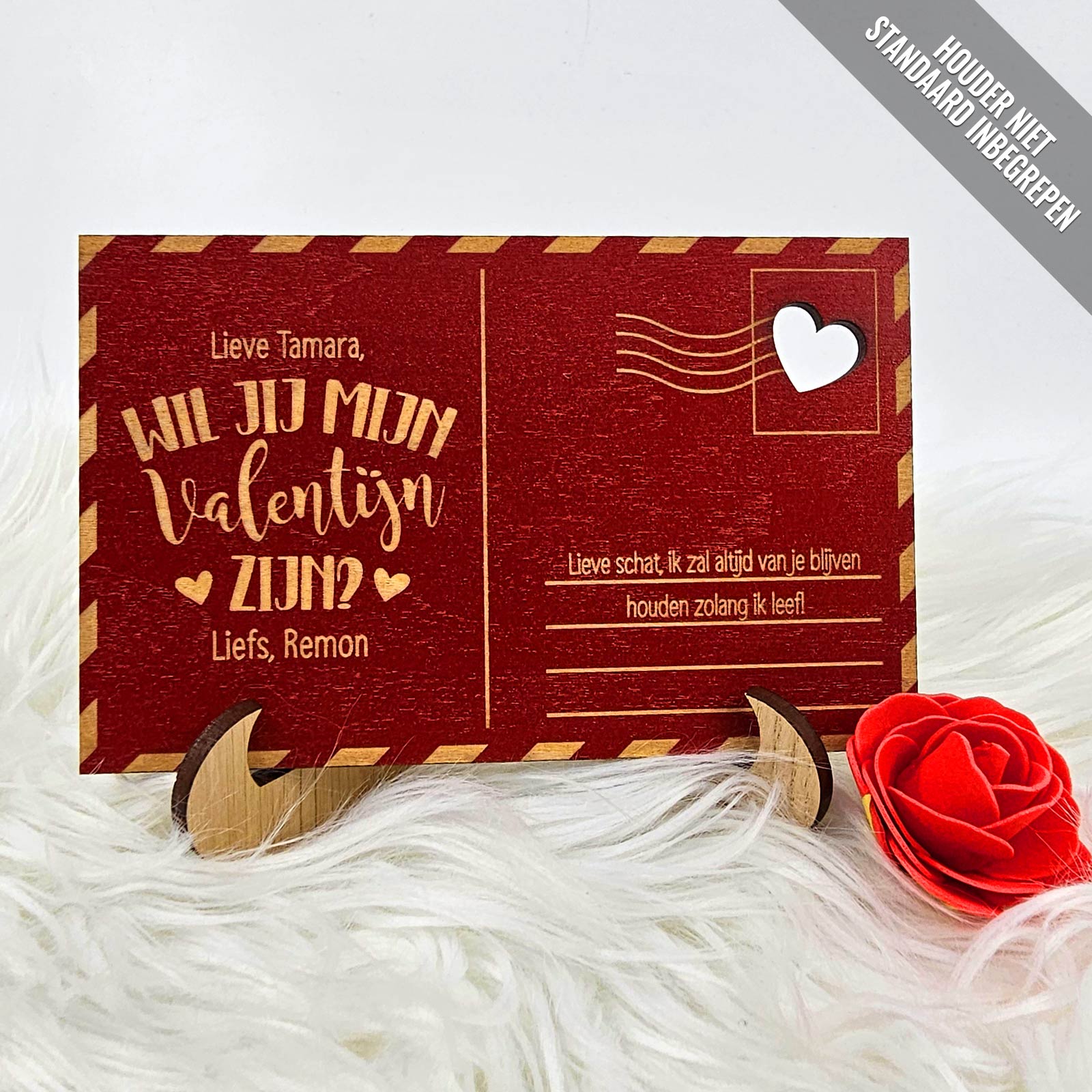 Wl jij mijn valentijn zijn? Houten Kaartje - Bella Mia